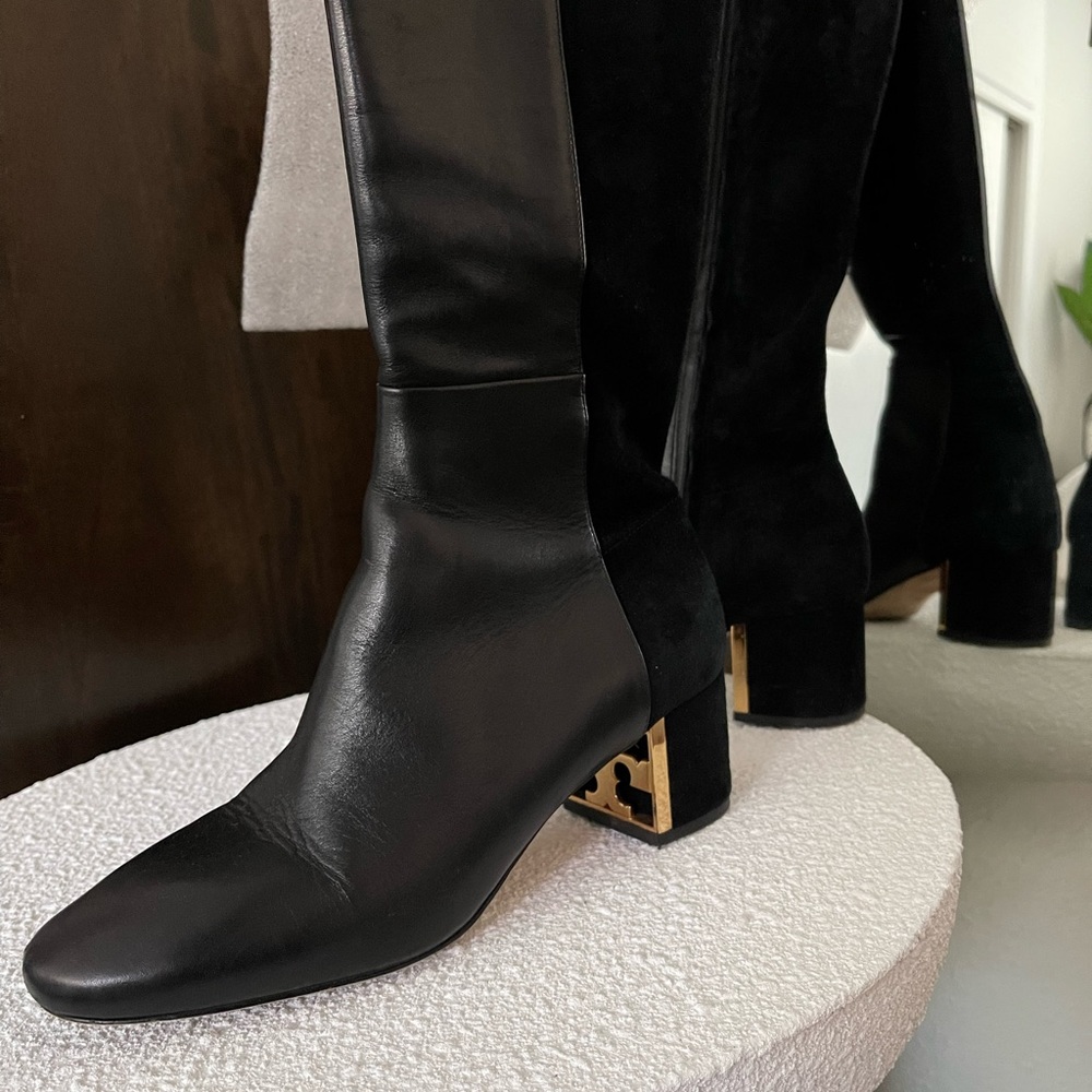 Tory Burch Tall Mixed Fabric Boots
